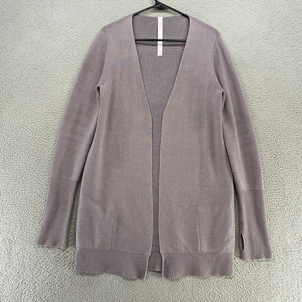 Lululemon Cardigan Sweater Womens 8 Cashmere Blend City Street Lilac Open Front